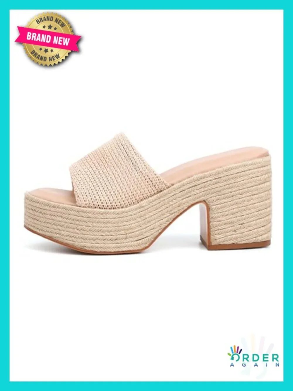 Women's Espadrille Platform Mule Sandals, Open Toe Chunky Block Heel Slip-On